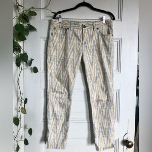 FREE PEOPLE Geometric Print Jeans (Tan/Cream/Blue)